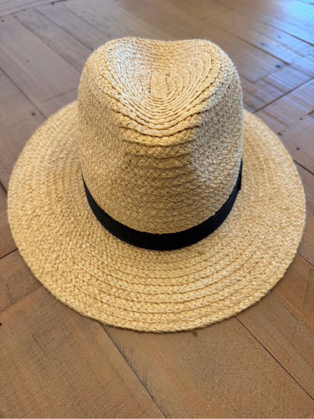 NATURAL LIFE Straw Panama Hat with Black Band